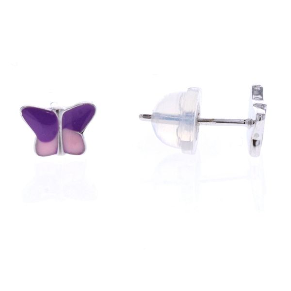 Sterling Silver Enamel Purple/Pink Butterfly Stud Earrings Harmony Jewellers Grimsby, ON