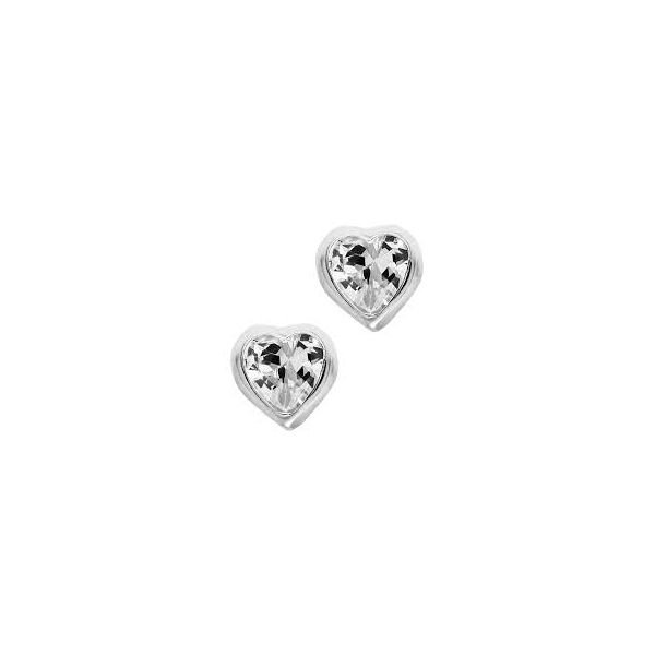 Sterling Silver CZ April Birthstone Heart Stud Earrings Harmony Jewellers Grimsby, ON