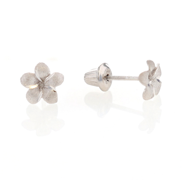 14KT White Gold Flower Stud Earrings Harmony Jewellers Grimsby, ON