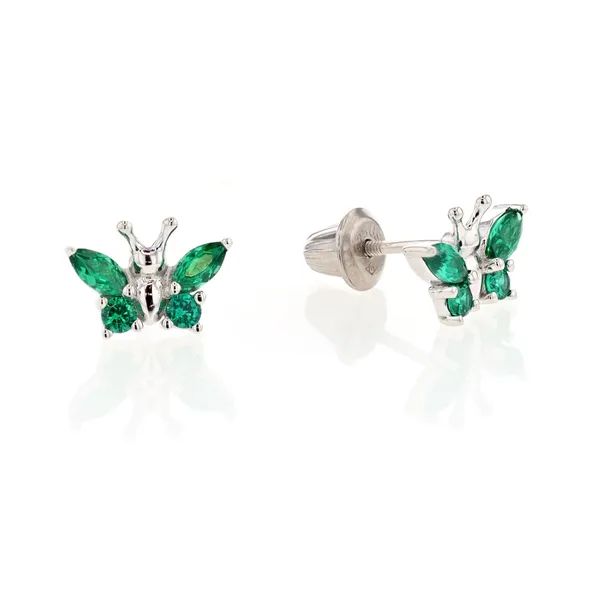 Sterling Silver May Birthstone Butterfly Stud Earrings Harmony Jewellers Grimsby, ON