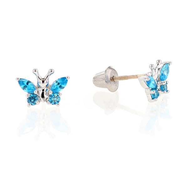 Sterling Silver December Birthstone Butterfly Stud Earrings Harmony Jewellers Grimsby, ON