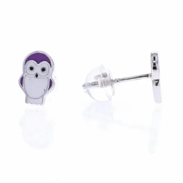 Sterling Silver Enamel Owl Stud Earrings Harmony Jewellers Grimsby, ON