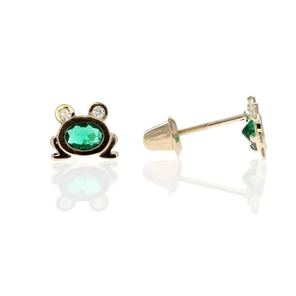 14KT Yellow Gold CZ Frog Stud Earrings Harmony Jewellers Grimsby, ON