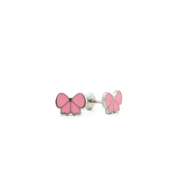 Sterling Silver Pink Bow Stud Earrings Harmony Jewellers Grimsby, ON