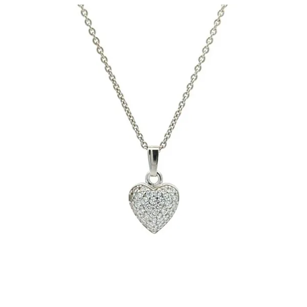 Sterling Silver Solid Heart CZ 15