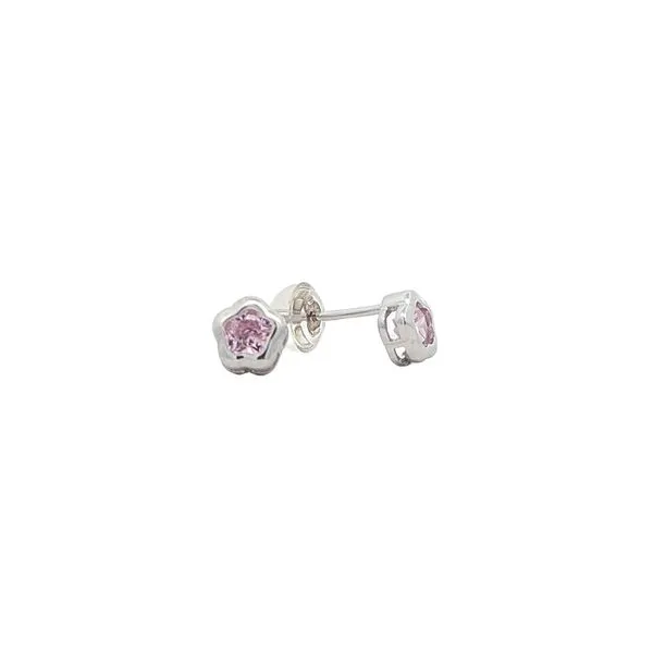 Sterling Silver Pink Flower Stone Stud Earrings Harmony Jewellers Grimsby, ON