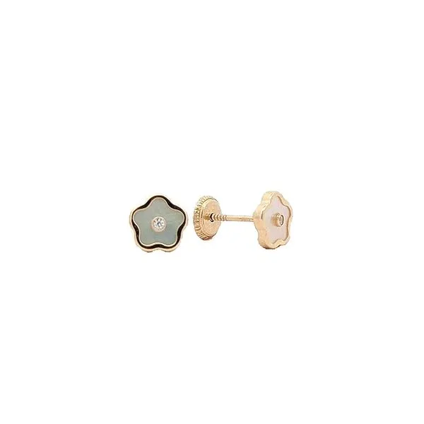 10K Yellow Gold Mother Of Pearl Flower Stud Earrings Harmony Jewellers Grimsby, ON