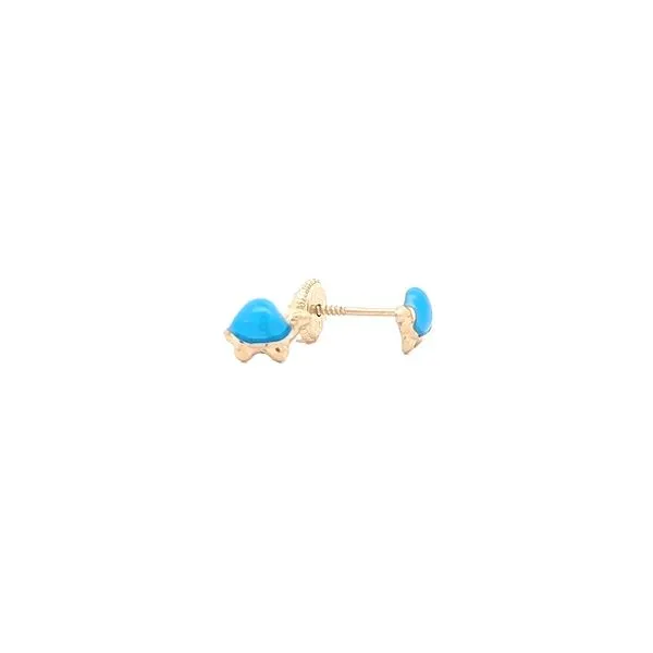 10KT Yellow Gold Blue Enamel Turtle Stud Earrings Harmony Jewellers Grimsby, ON