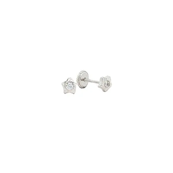 10K White Gold CZ Star Stud Earrings Harmony Jewellers Grimsby, ON