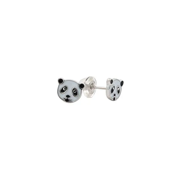 Sterling Silver Enamel Panda Head Stud Earrings Harmony Jewellers Grimsby, ON