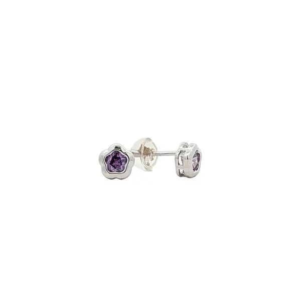 Sterling Silver Purple Flower Stone Stud Earrings Harmony Jewellers Grimsby, ON