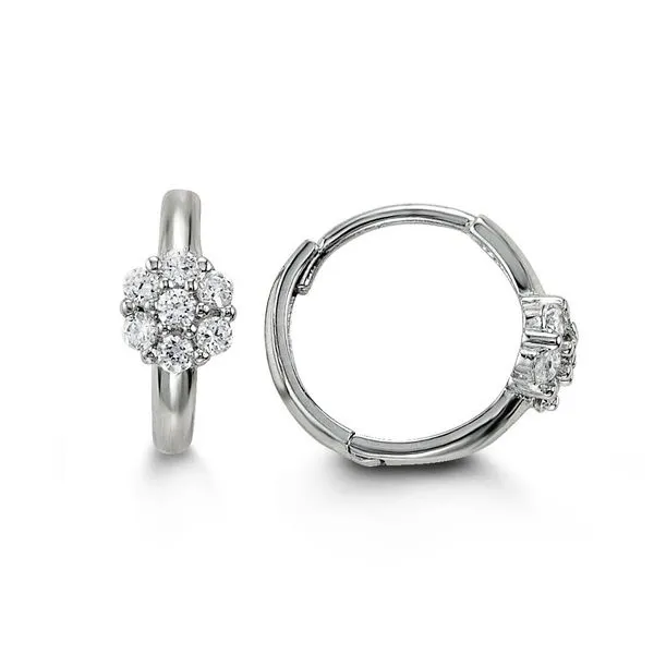 14K White Gold CZ Flower Earrings Harmony Jewellers Grimsby, ON