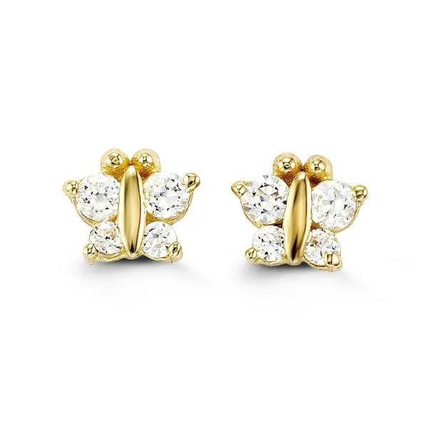 14KT Yellow Gold CZ Butterfly Stud Earrings Harmony Jewellers Grimsby, ON