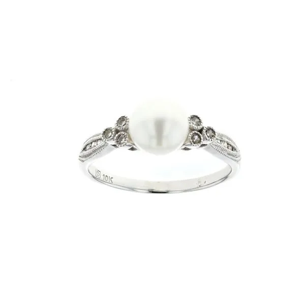 10KT White Gold Pearl and Diamond Estate Ring Harmony Jewellers Grimsby, ON