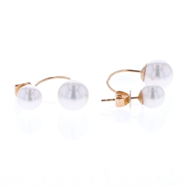 14KT Yellow Gold Tribal Style Akoya Pearl Earrings 6-6.5mm/8-8.5mm Harmony Jewellers Grimsby, ON