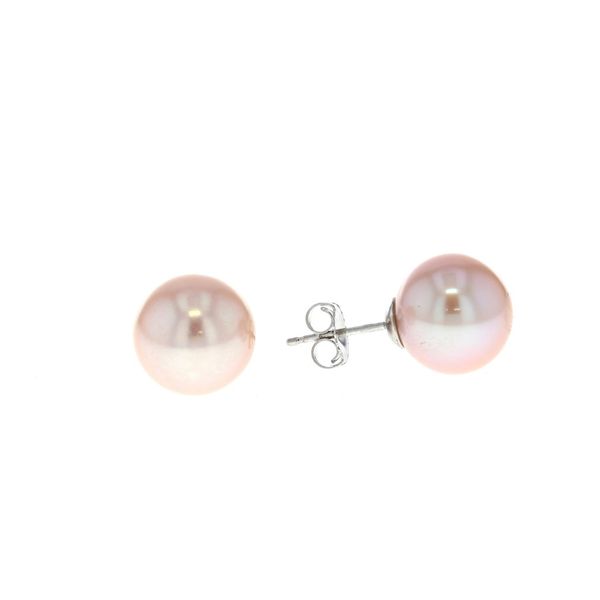 14KT White Gold 9.5-10mm Freshwater Pink Pearl Stud Earrings Harmony Jewellers Grimsby, ON