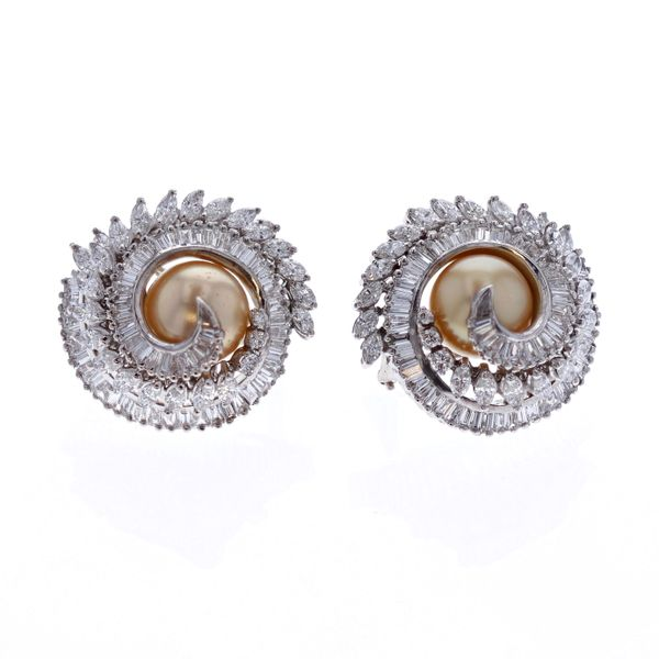18KT White Gold Pearl and 5.75ctw Diamond Estate Earrings Harmony Jewellers Grimsby, ON