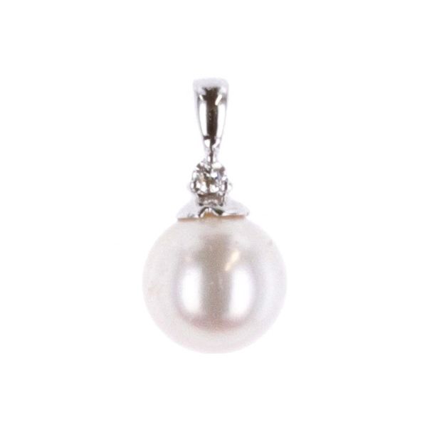 14KT White Gold Fresh Water Pearl and 0.05ctw Diamond Pendant Harmony Jewellers Grimsby, ON