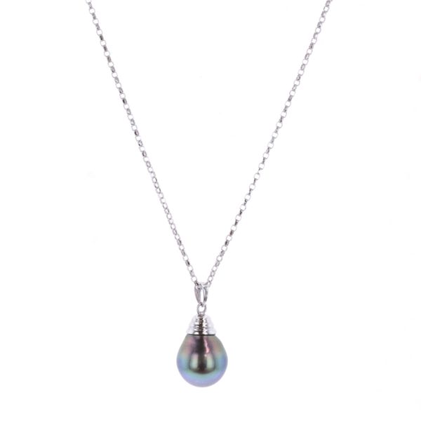 14KT White Gold Tahitian 10mm Pearl 16