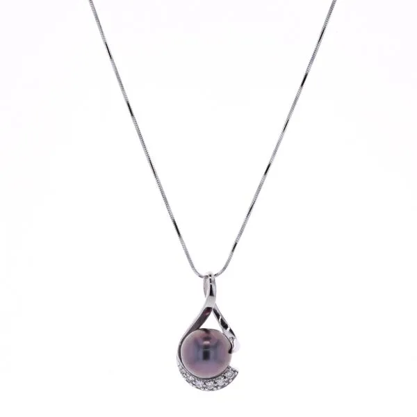 14KT White Gold Pearl and 0.19ctw Diamond 16
