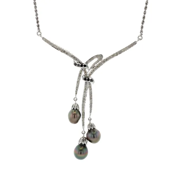 18KT White Gold Tahitian Pearl and 1.79ctw Diamond Estate Necklace Harmony Jewellers Grimsby, ON