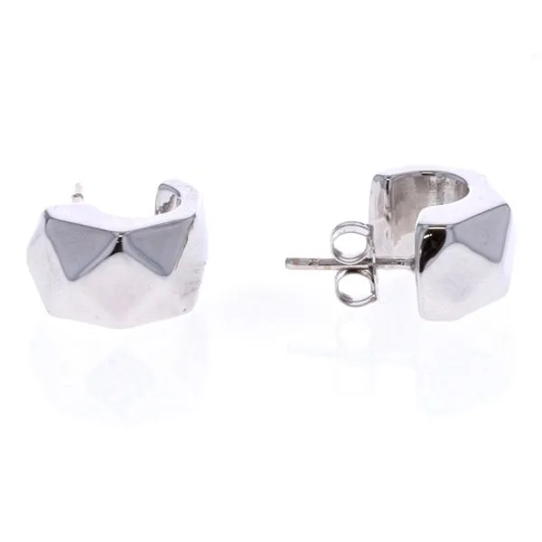14KT White Gold Half Hoop Stud Earrings Harmony Jewellers Grimsby, ON