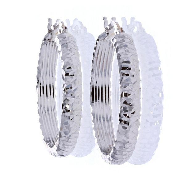 14KT White Gold Diamond Cut Hoop Earrings Harmony Jewellers Grimsby, ON