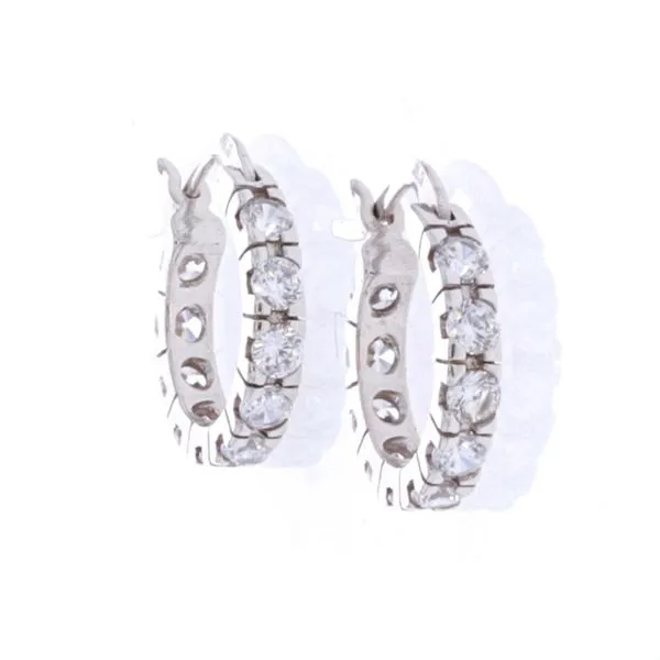 10KT White Gold CZ Hoop Earrings Harmony Jewellers Grimsby, ON