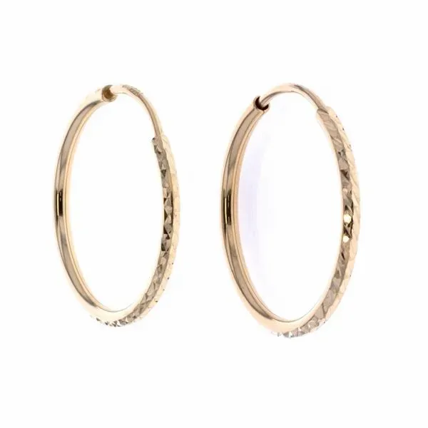 10KT Yellow Gold Diamond Cut Hoop Earrings Harmony Jewellers Grimsby, ON