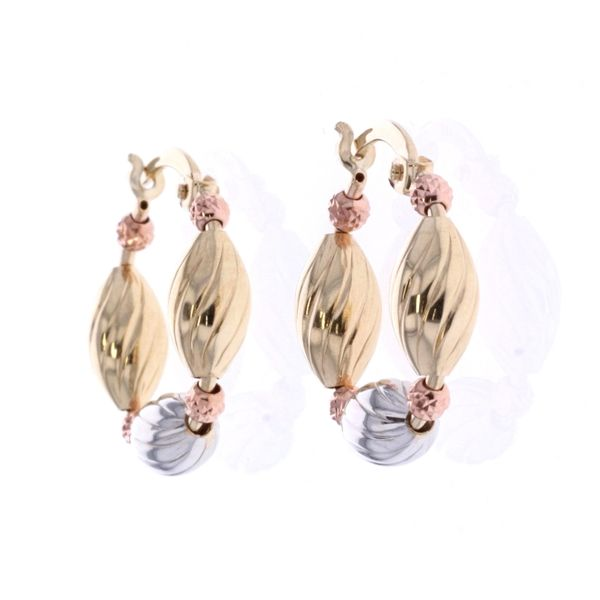 10KT White, Yellow and Rose Gold 18mm Hoop Earrings Harmony Jewellers Grimsby, ON
