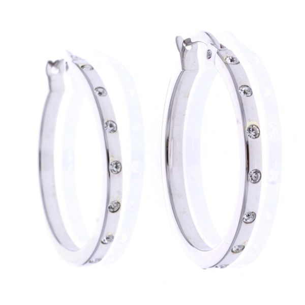 10KT White Gold CZ Hoop Earrings Harmony Jewellers Grimsby, ON