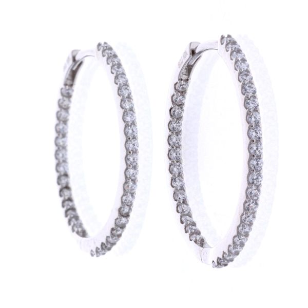 10KT White Gold CZ Hoop Earrings Harmony Jewellers Grimsby, ON