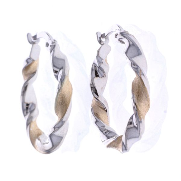 10KT White and Yellow Gold Twisted Hoop Earrings Harmony Jewellers Grimsby, ON