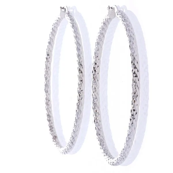 10KT White Gold Diamond Cut Large Hoop Earrings Harmony Jewellers Grimsby, ON