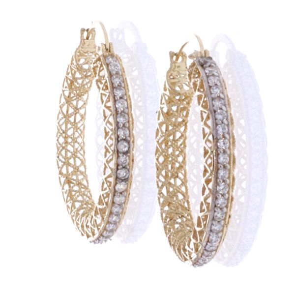 10KT Yellow Gold Hollow CZ Small Hoop Earrings Harmony Jewellers Grimsby, ON