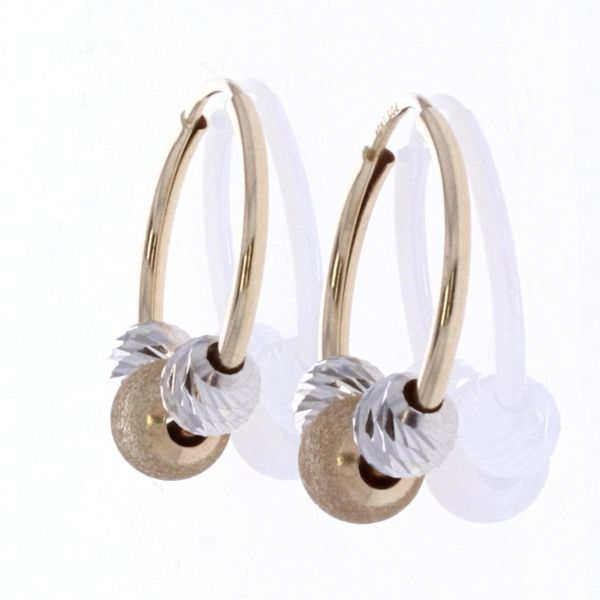 10KT Yellow and White Gold Small Hoop Earrings Harmony Jewellers Grimsby, ON