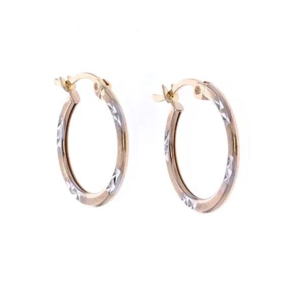 10KT Yellow and White Gold Small Hoop Earrings Harmony Jewellers Grimsby, ON