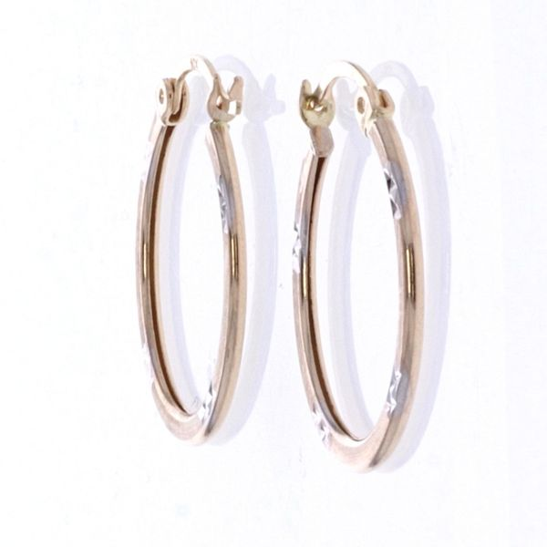 10KT Yellow and White Gold Small Hoop Earrings Harmony Jewellers Grimsby, ON