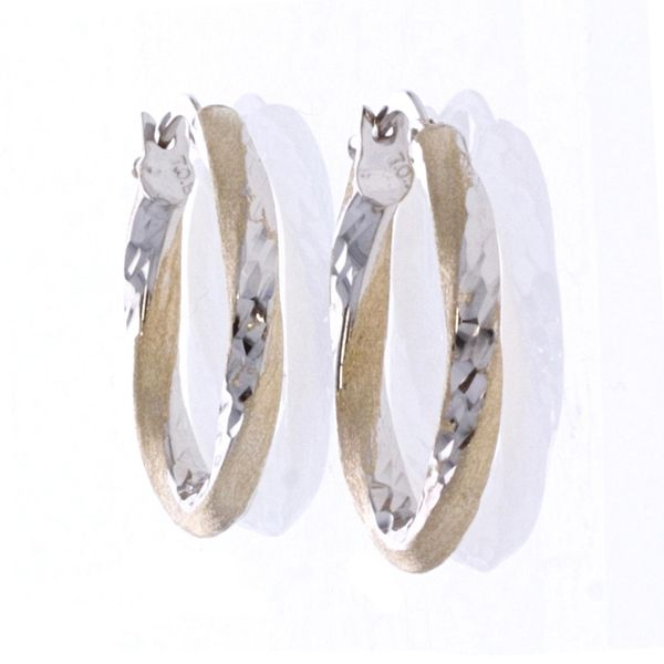 10KT Yellow and White Gold Small Hoop Earrings Harmony Jewellers Grimsby, ON