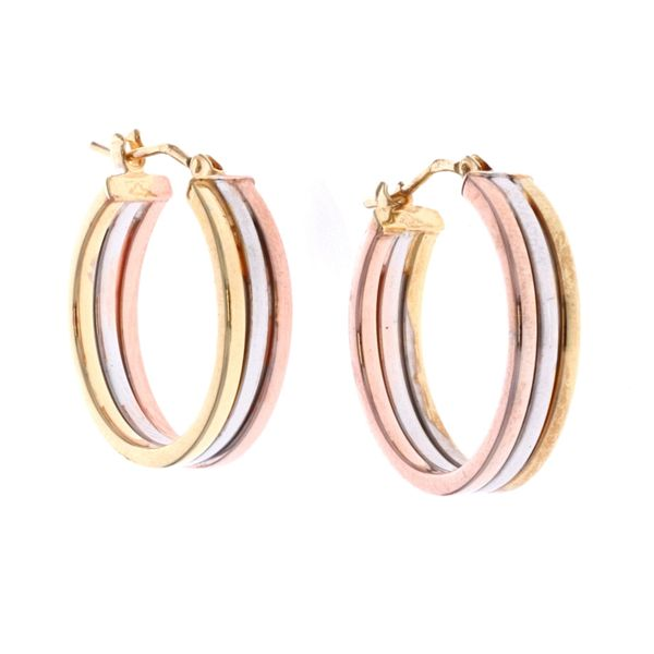 10KT Yellow, Rose and White Gold Hoop Earrings Harmony Jewellers Grimsby, ON