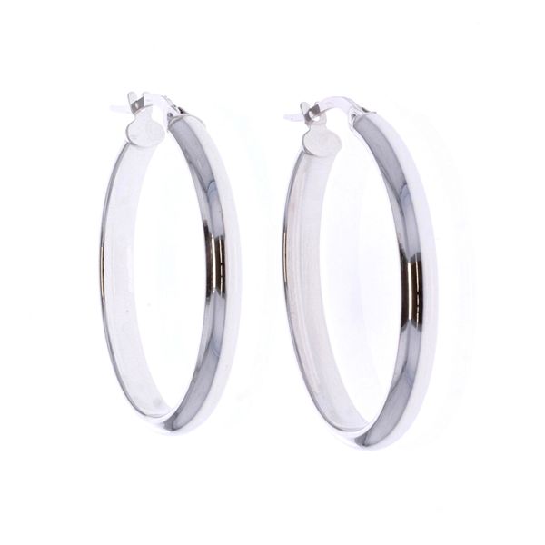 10KT White Gold Oval Hoop Earrings Harmony Jewellers Grimsby, ON