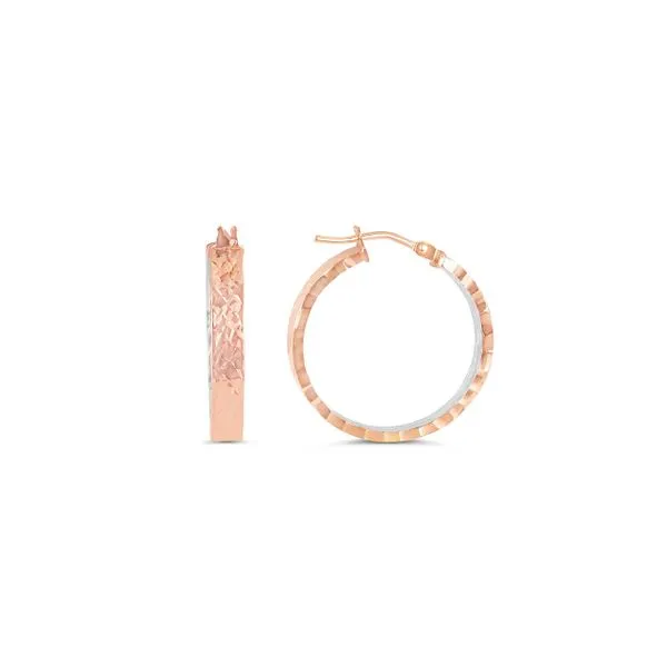 10KT White and Rose Gold Small Hoop Earrings Harmony Jewellers Grimsby, ON