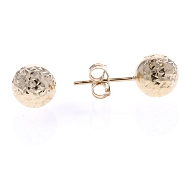 10KT Yellow Gold Diamond Cut Ball Stud Earrings Harmony Jewellers Grimsby, ON