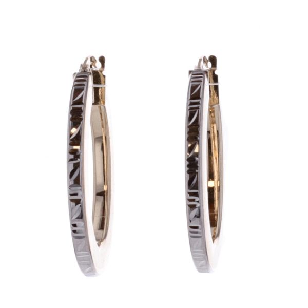 10KT Yellow and White Gold Oval Hoop Earrings Harmony Jewellers Grimsby, ON