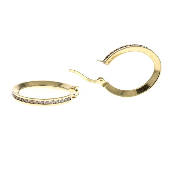 10KT Yellow Gold CZ Oval Hoop Earrings Harmony Jewellers Grimsby, ON