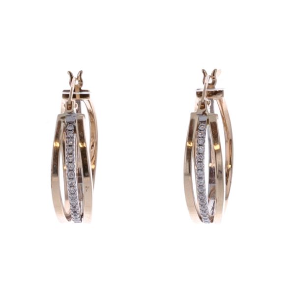 10KT Yellow and White Gold CZ Hoop Earrings Harmony Jewellers Grimsby, ON