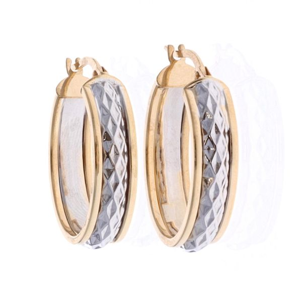 10KT Yellow and White Gold Oval Hoop Earrings Harmony Jewellers Grimsby, ON