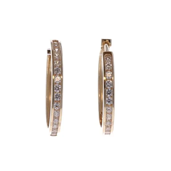 18KT Yellow Gold CZ 19mm Hoop Earrings Harmony Jewellers Grimsby, ON