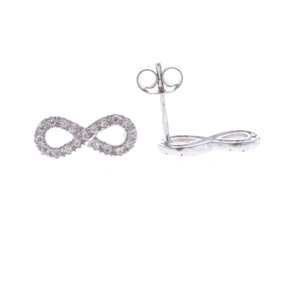 18KT White Gold CZ Infinity Stud Earrings Harmony Jewellers Grimsby, ON