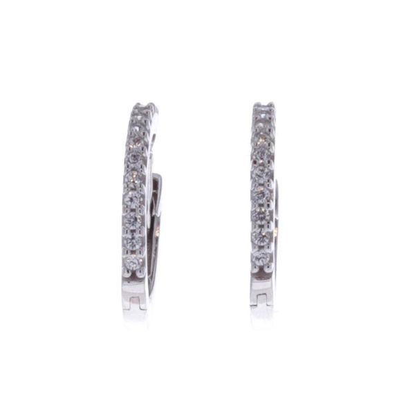 18KT White Gold CZ Huggie Earrings Harmony Jewellers Grimsby, ON